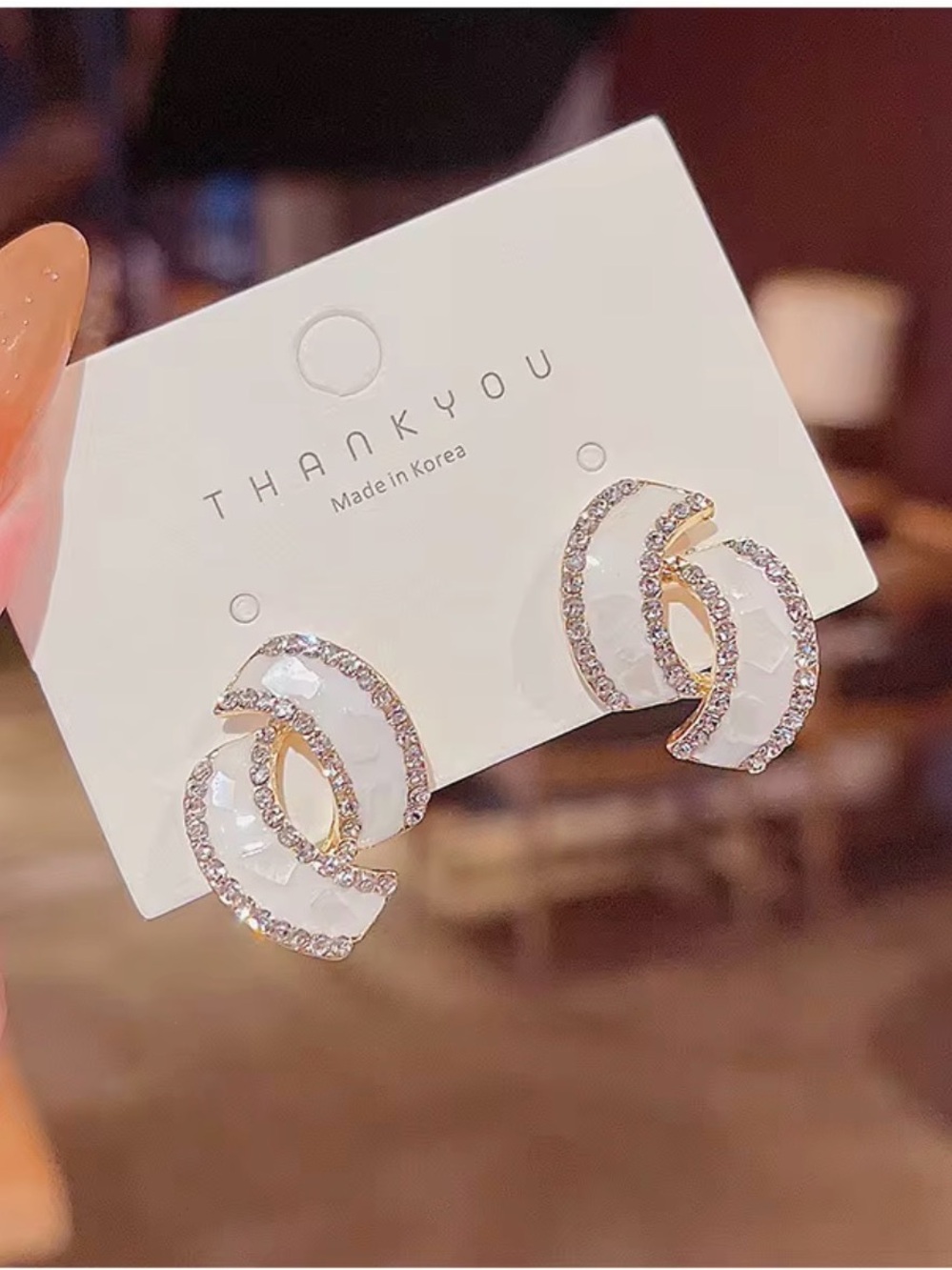 ThankYou White Crystal Hoop Earrings by